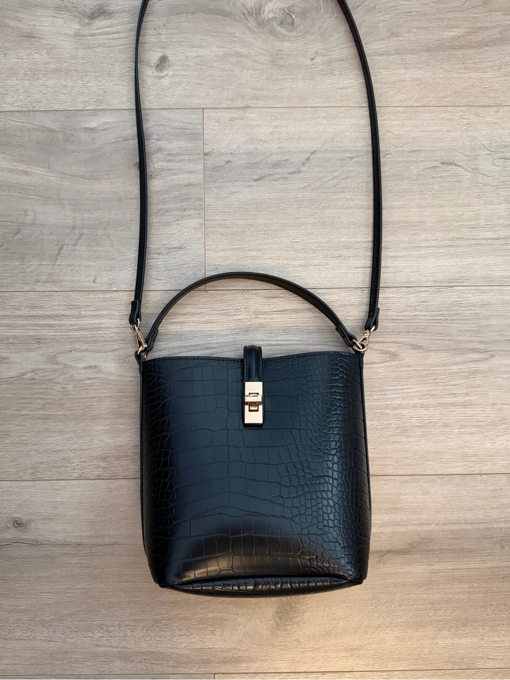H&M Black Bucket Bag with Removable Crossbody Strap